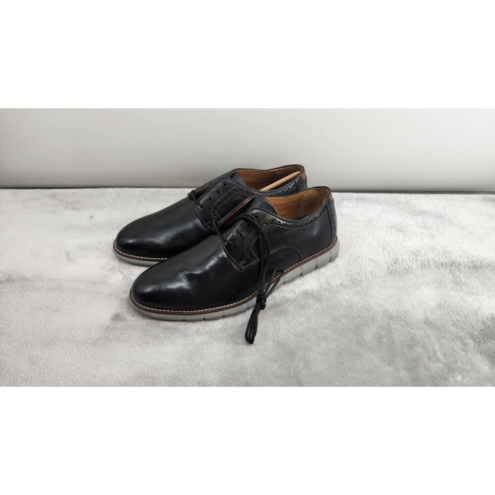 Johnston & Murphy Mens 10.5 Black Pain Toe Leather Oxford Shoes NWOB
